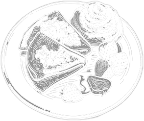 Crepe gezeichnet mit Sahne und Erdbeeren